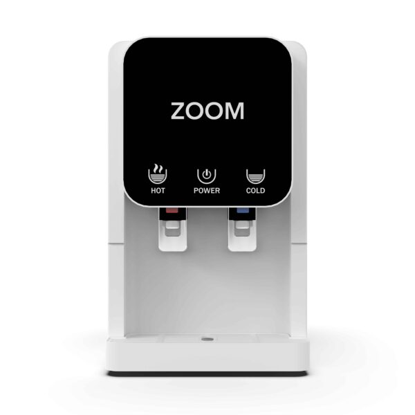 Zoom Eco Cooler and Water Filter with five-stage reverse osmosis technology, 5-liter internal tank, and 100 gallons per day production capacity for purified water.